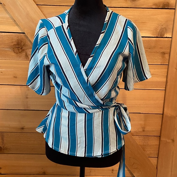 Charlotte Russe Tops - Charlotte Russe Striped Wrap Blouse